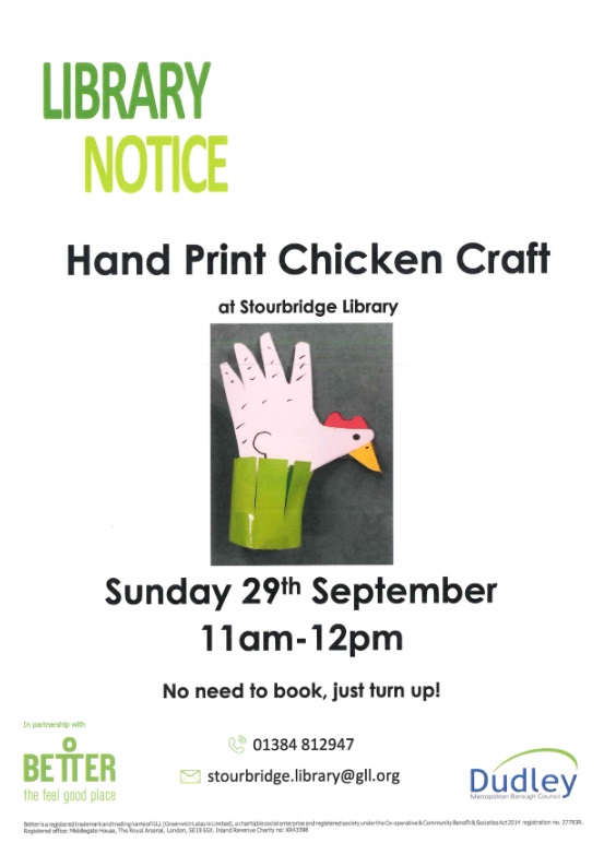 Stourbridge Library - Hand Print Chicken Craft